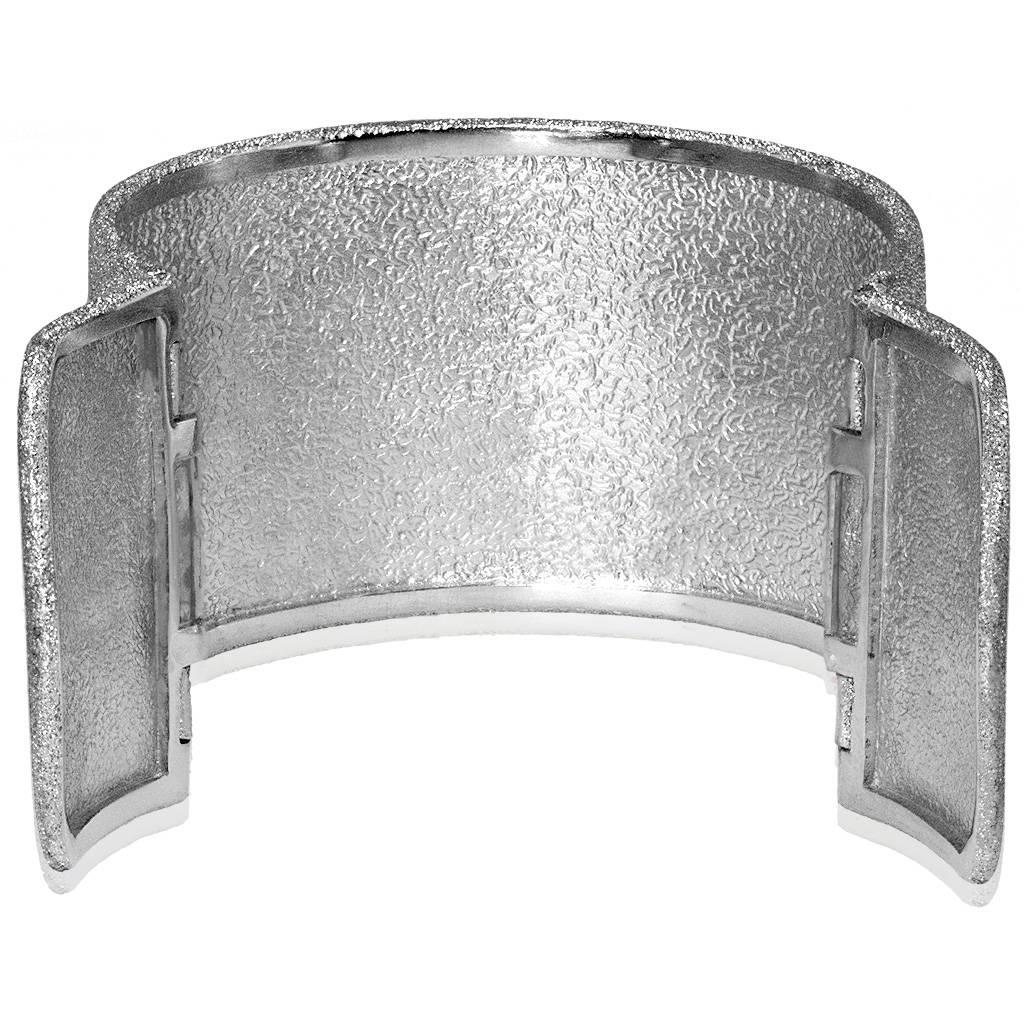 Silver Platinum Textured Cuff Bracelet by Alex Soldier. Handmade in NYC. Ltd Ed. 1