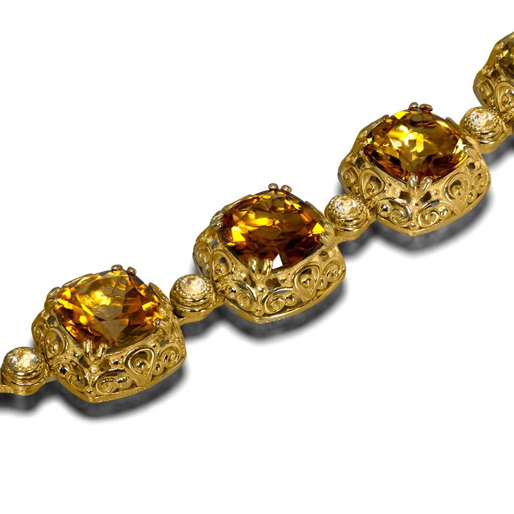 Alex Soldier Tourmaline Diamond Yellow Gold Byzantine Necklace One of a kind 1