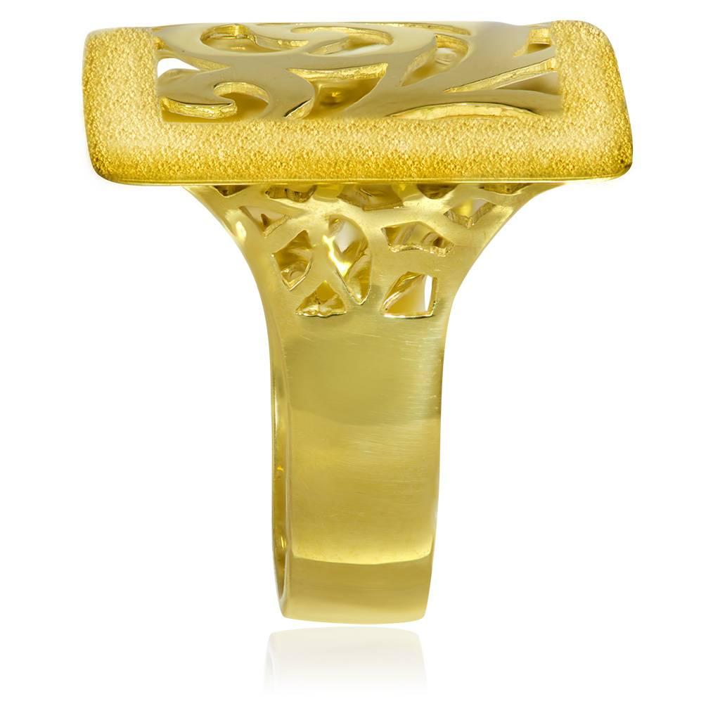 Alex Soldier Yellow Gold Contrast Texture Ornament Cocktail Ring Ltd Ed Handmade In New Condition In New York, NY