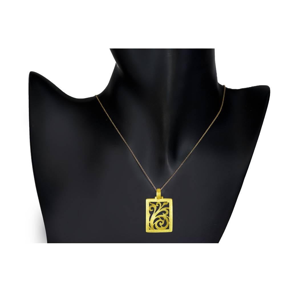 Alex Soldier Yellow Gold Contrast Texture Pendant Necklace Handmade in NYC Ltd E 1