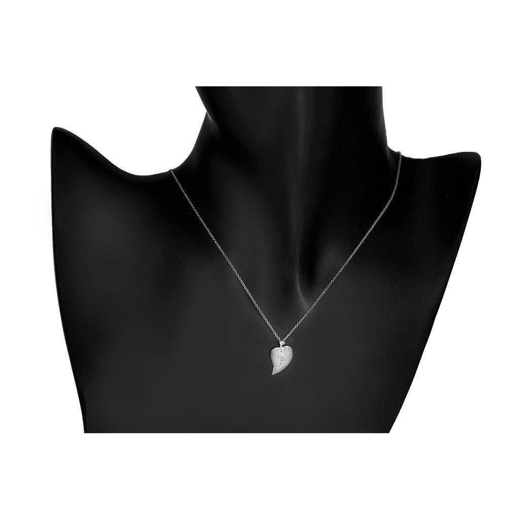 Diamond White Gold Leaf Pendant Necklace on Chain Handmade in NYC Ltd Ed 1