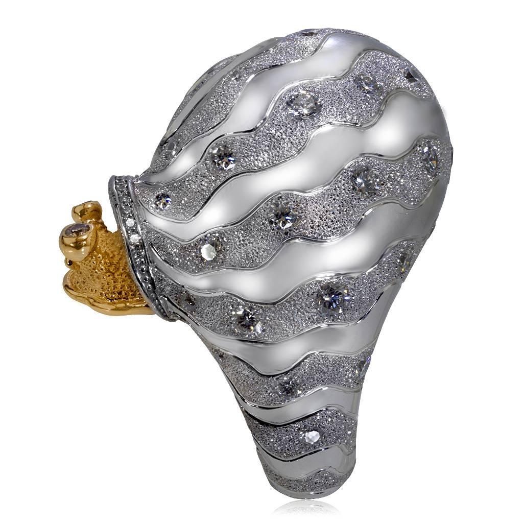 Alex Soldier Diamond White Gold Codi The Snail Textured Ring Ltd Ed Handmade 1