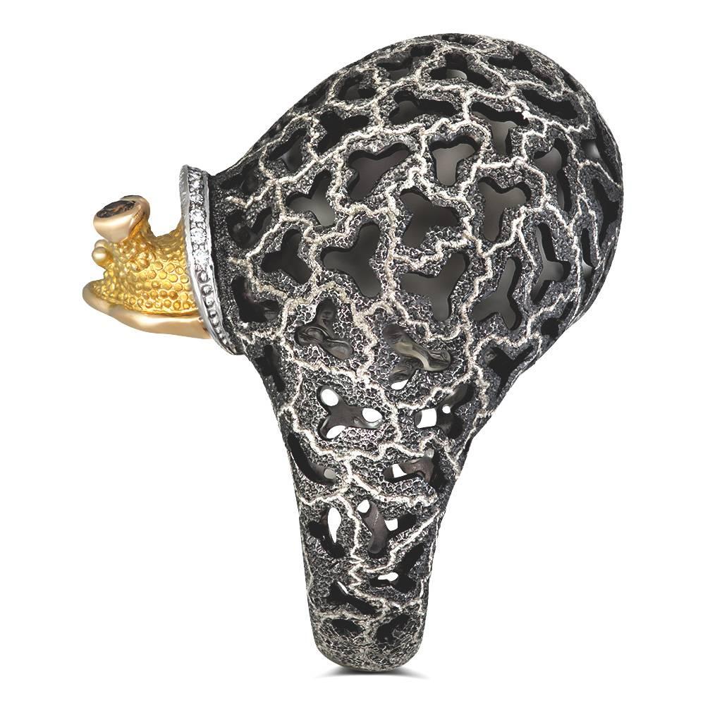 Diamond Silver Gold Codi The Snail Ring w Signature Open Work by Alex Soldier 1