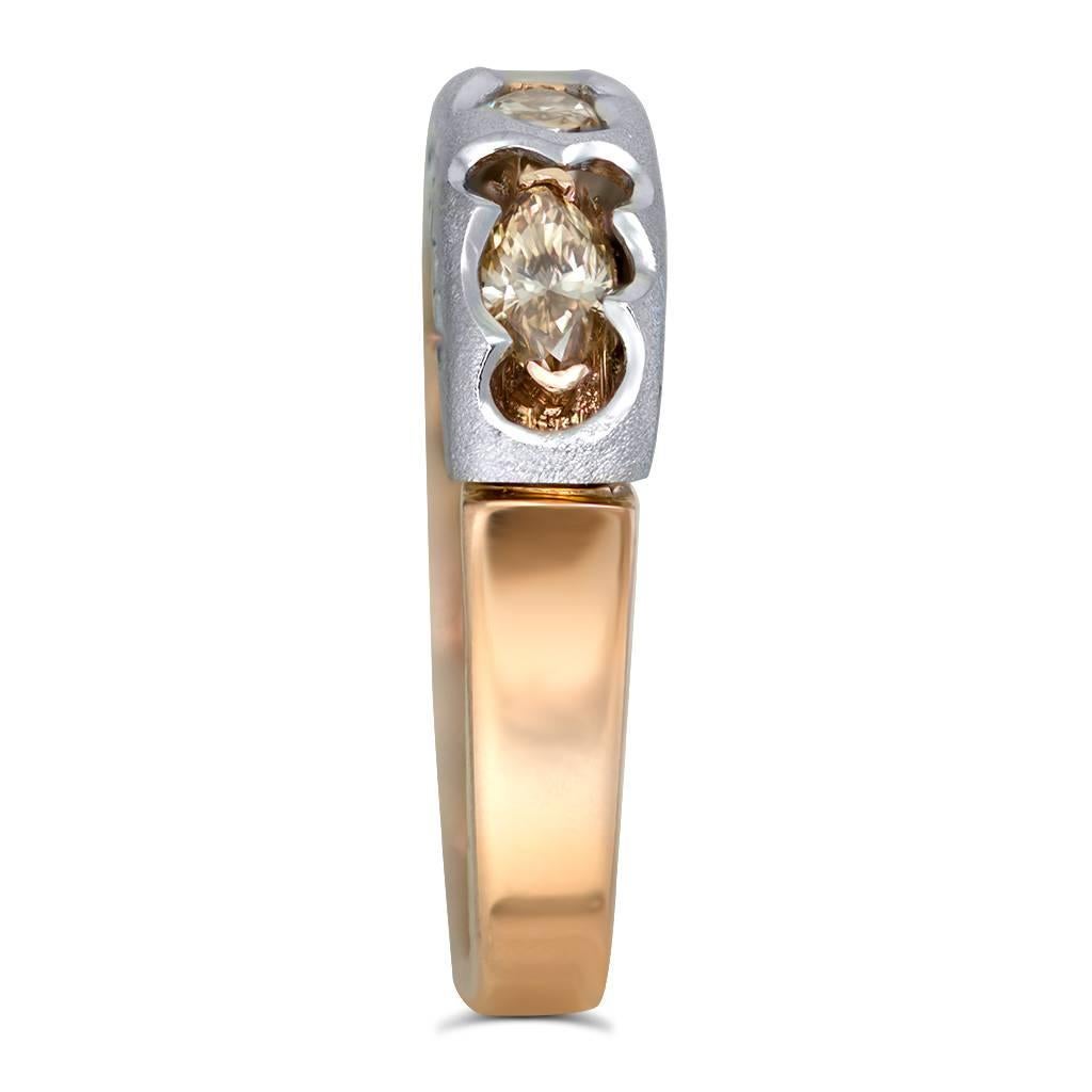 Women's or Men's Alex Soldier Champagne Diamond White Rose Gold Ring Band Ltd Ed Handmade in NYC
