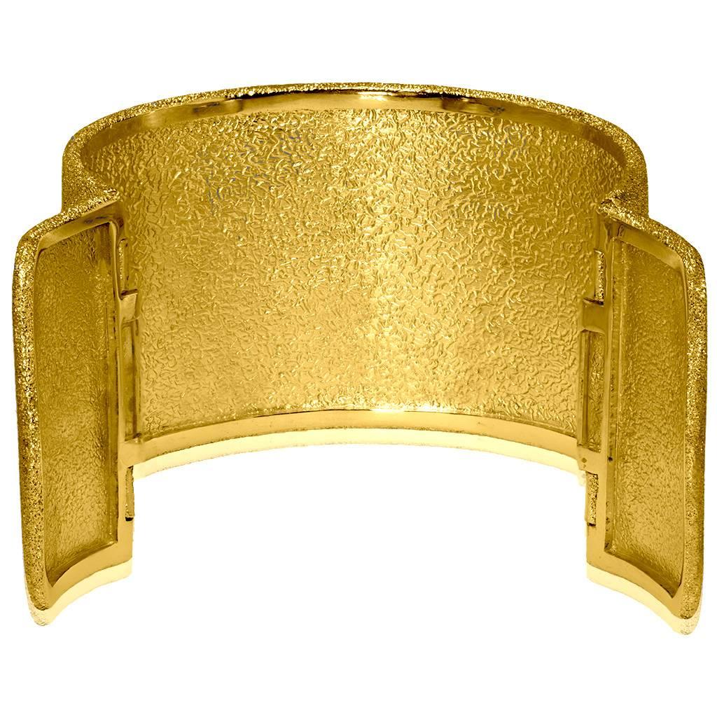 Alex Soldier Sterling Silver Gold Platinum Hinged Textured Cuff Bracelet Ltd Ed In New Condition In New York, NY