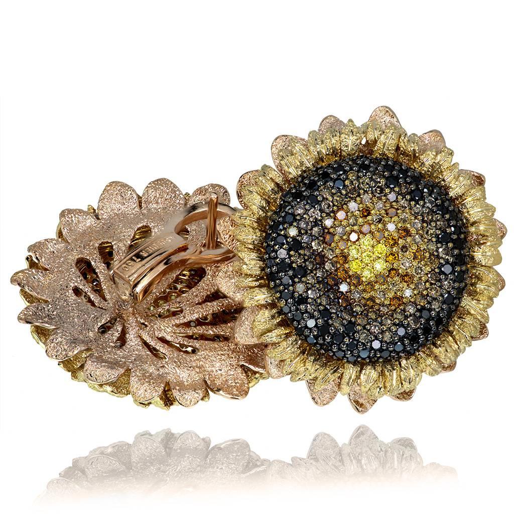 Alex Soldier Sunflower Earrings make a powerful style statement as an ultimate expression of art and sensuality. They delight the senses and present a complex integration of meaning, design and superb craftsmanship that is truly wearable art. The