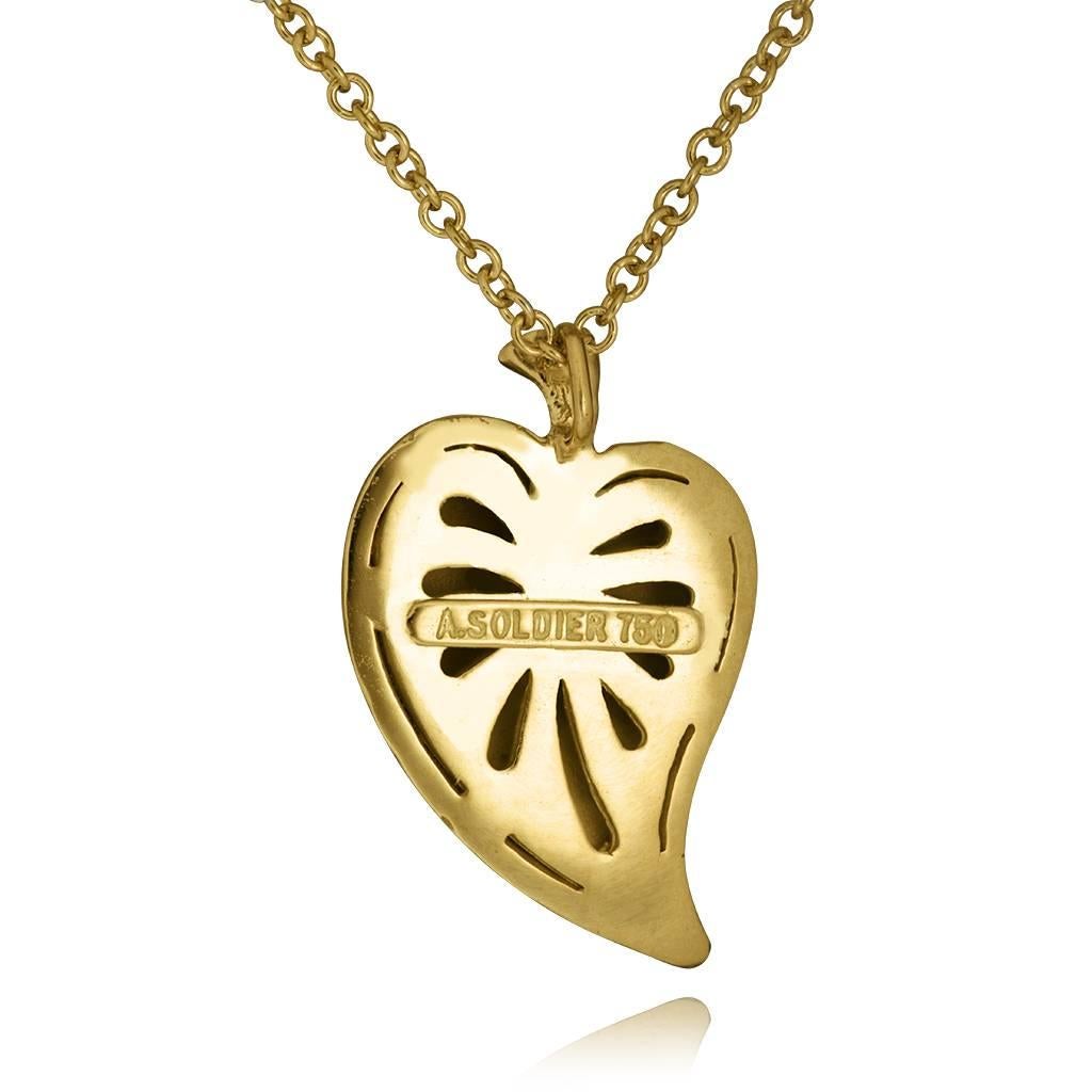 Diamond Yellow Gold Texured Leaf Pendant Necklace on Chain One of a kind In New Condition In New York, NY
