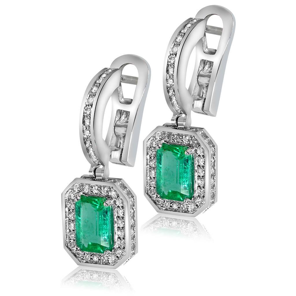 Alex Soldier Eternal Love Emerald (0.5 ct) and Diamond (0.63 ct) Earrings in 18 karat white gold. Handmade in NYC. One of a kind.

About The Artist: Known for his elaborate metalwork, distinctive style and unparalleled craftsmanship, Alex Soldier