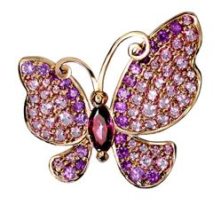 Pink Sapphire Pink Topaz Rose Gold Butterfly Pin Pendant Necklace One of a Kind 6