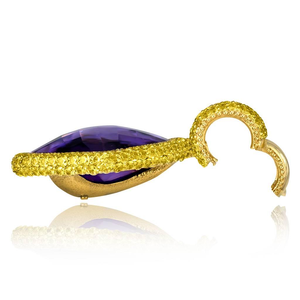 Alex Soldier Sapphire Amethyst Gold Pendant Necklace Enhancer on Amethyst Beads 1