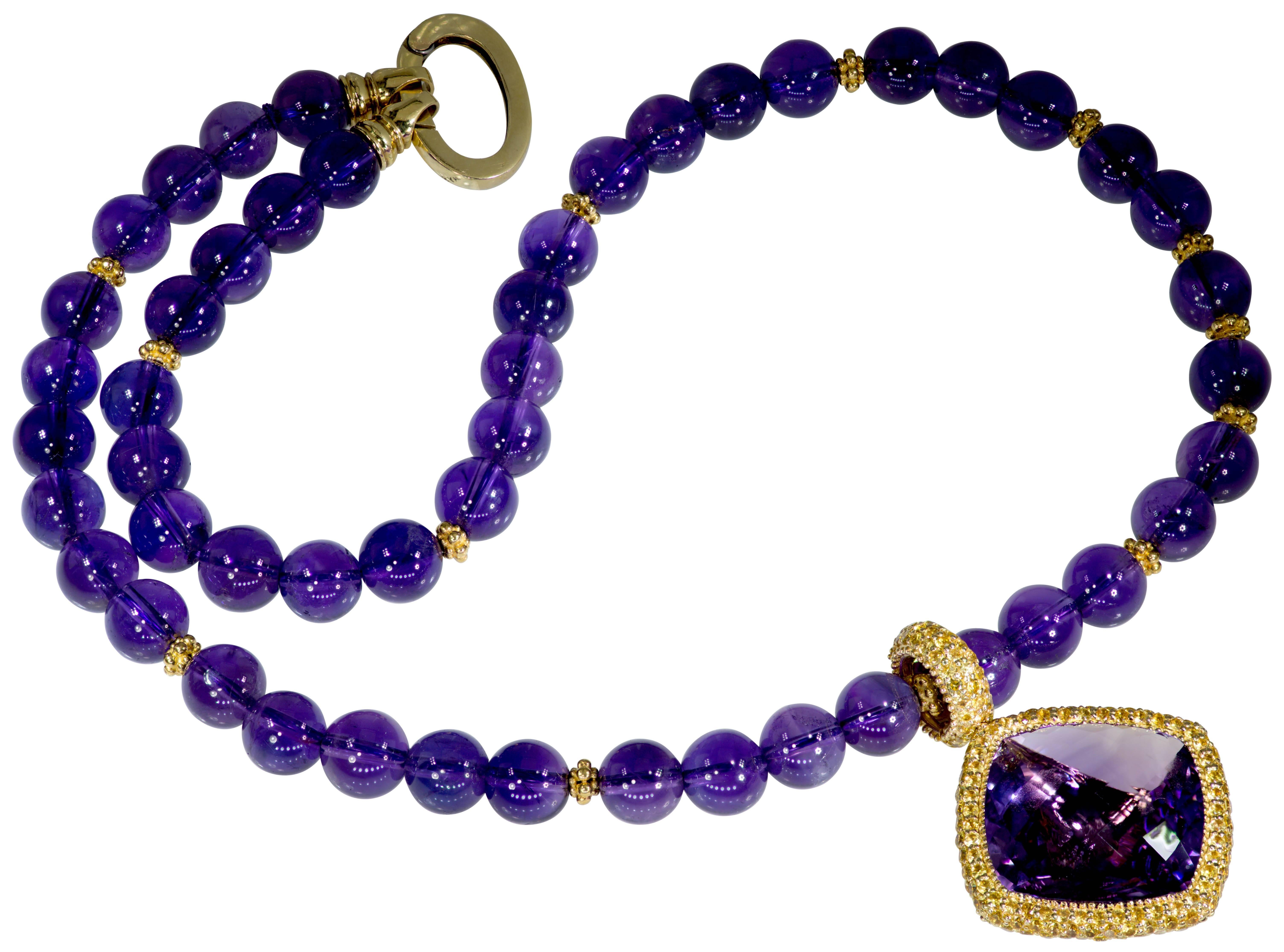 Alex Soldier Sapphire Amethyst Gold Pendant Necklace Enhancer on Amethyst Beads 2