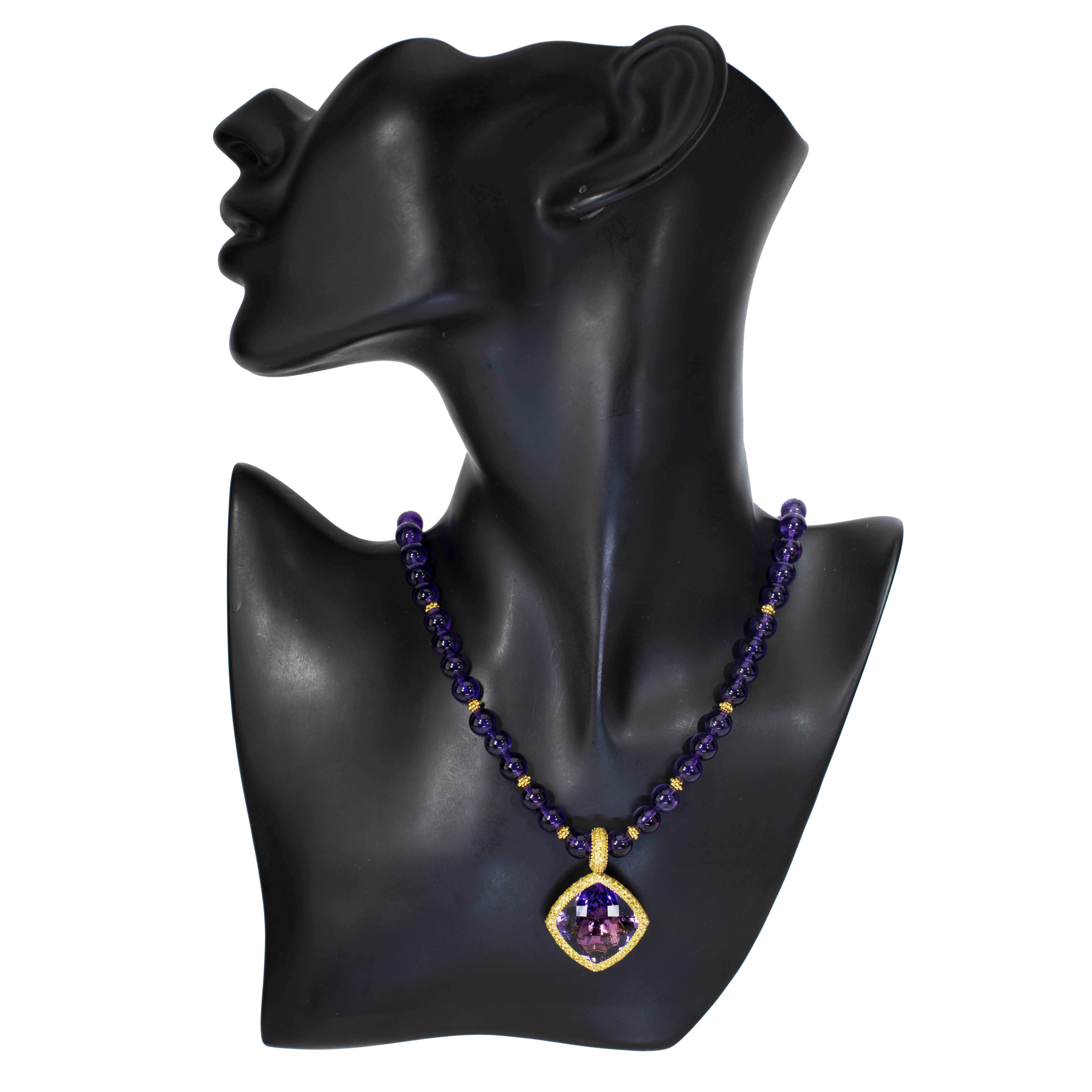 Alex Soldier Sapphire Amethyst Gold Pendant Necklace Enhancer on Amethyst Beads 4