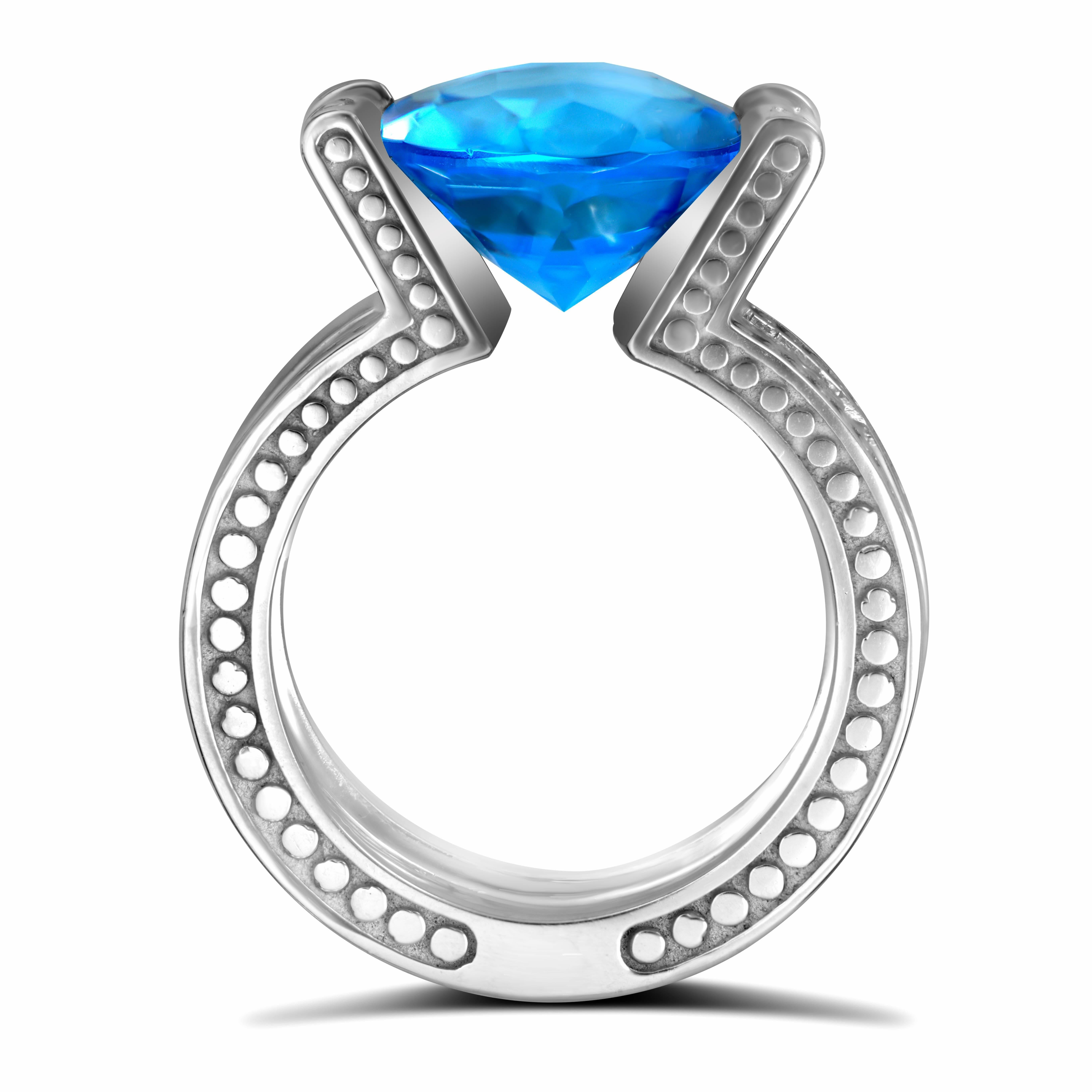 Alex Soldier Blue Topaz Diamond White Gold Ring One of a kind  In New Condition In New York, NY
