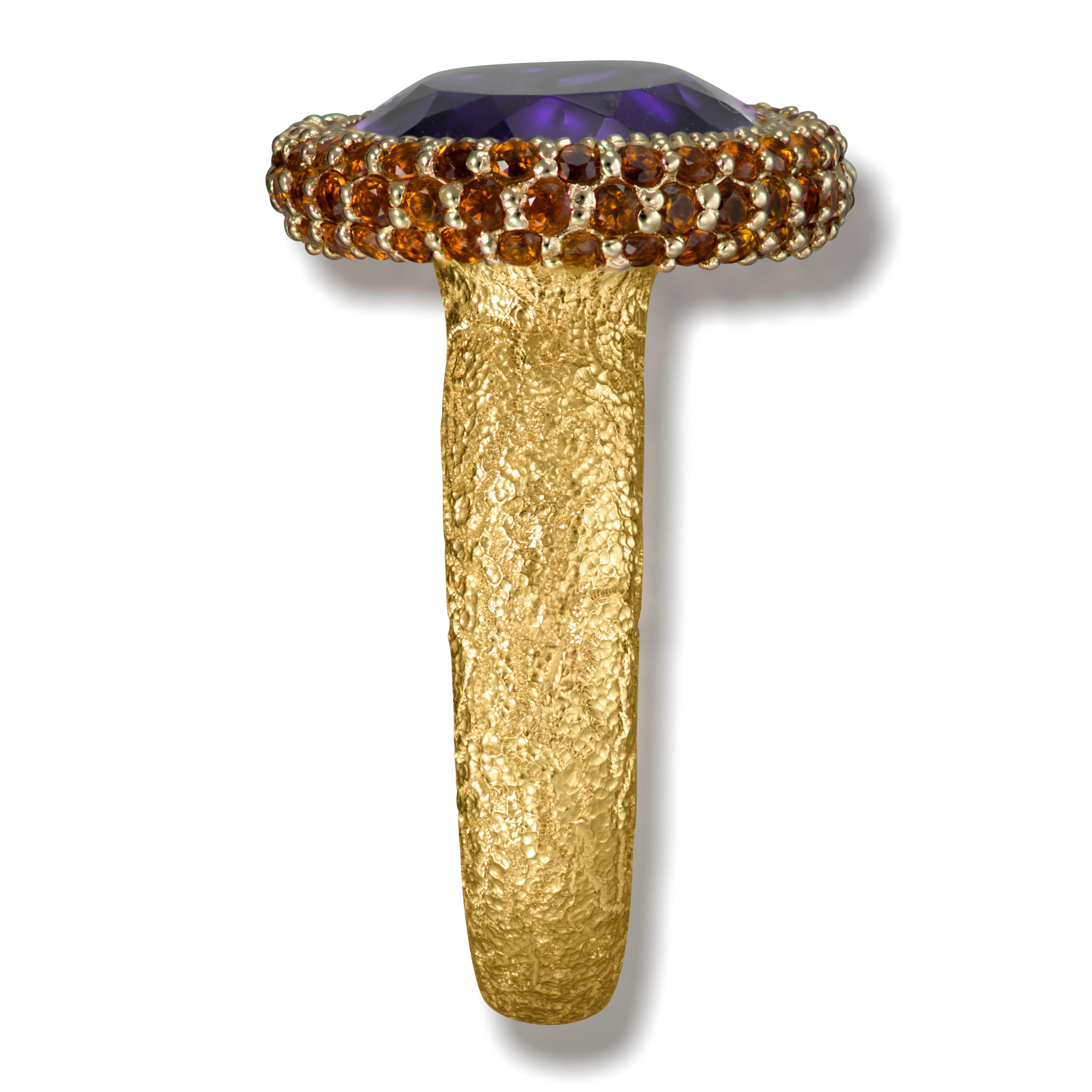 Women's Alex Soldier Amethyst Madeira Citrine Yellow Gold Cocktail Ring One of a kind