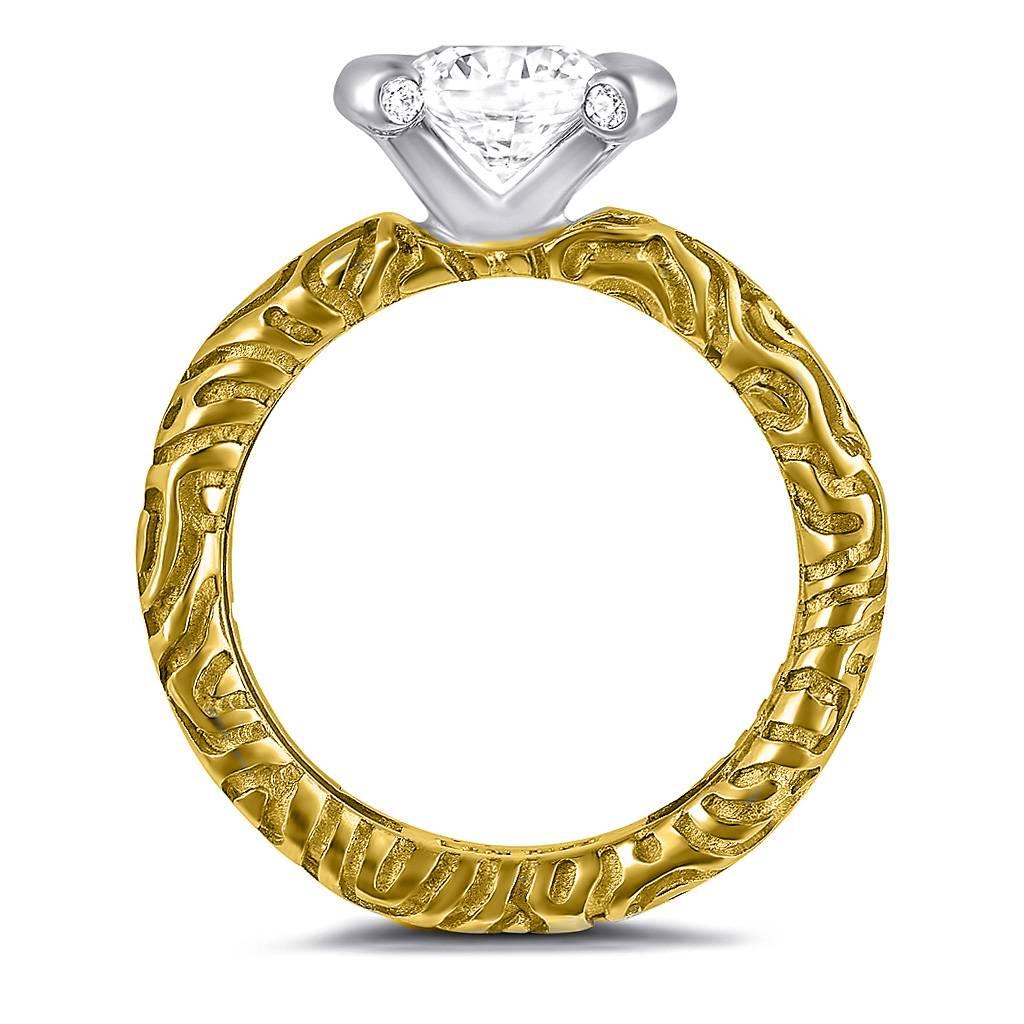 1 Carat Alex Soldier Diamond Valentine Engagement Ring in Yellow and White Gold In New Condition In New York, NY