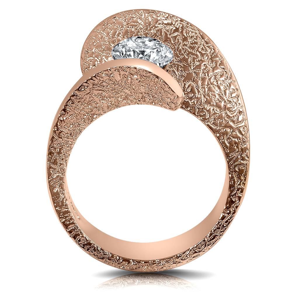 1 Carat Diamond Alex Soldier Dance of Life Diamond Rose Gold Ring One of a Kind In New Condition In New York, NY