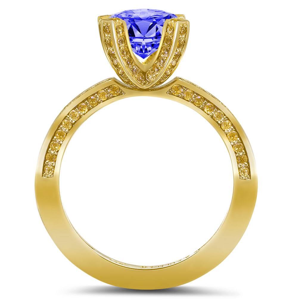 Women's Tanzanite Garnet Yellow Gold Cocktail Engagement Ring One of a Kind