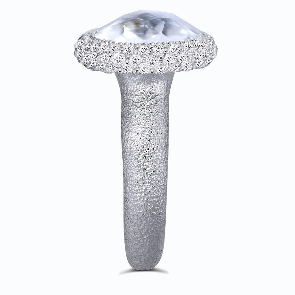 Women's Topaz Textured White Gold Cocktail Ring One of a Kind