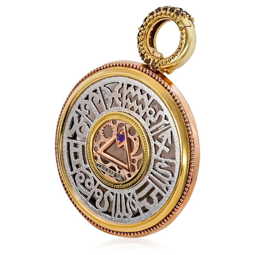Smoky Topaz Diamond Gold Talisman Pendant Necklace Enhancer One of a kind 1