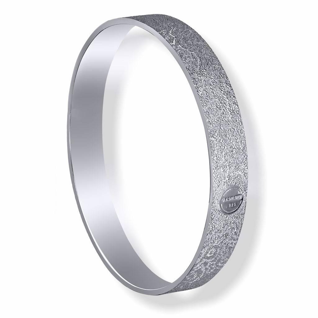 Alex Soldier Textured Bangle Bracelet: made in silver with platinum infusion (deep plating) and signature metalwork that creates an illusion of a diamond inlay. Handmade in NYC. Please keep away from water, lotion and perfume to preserve color. 