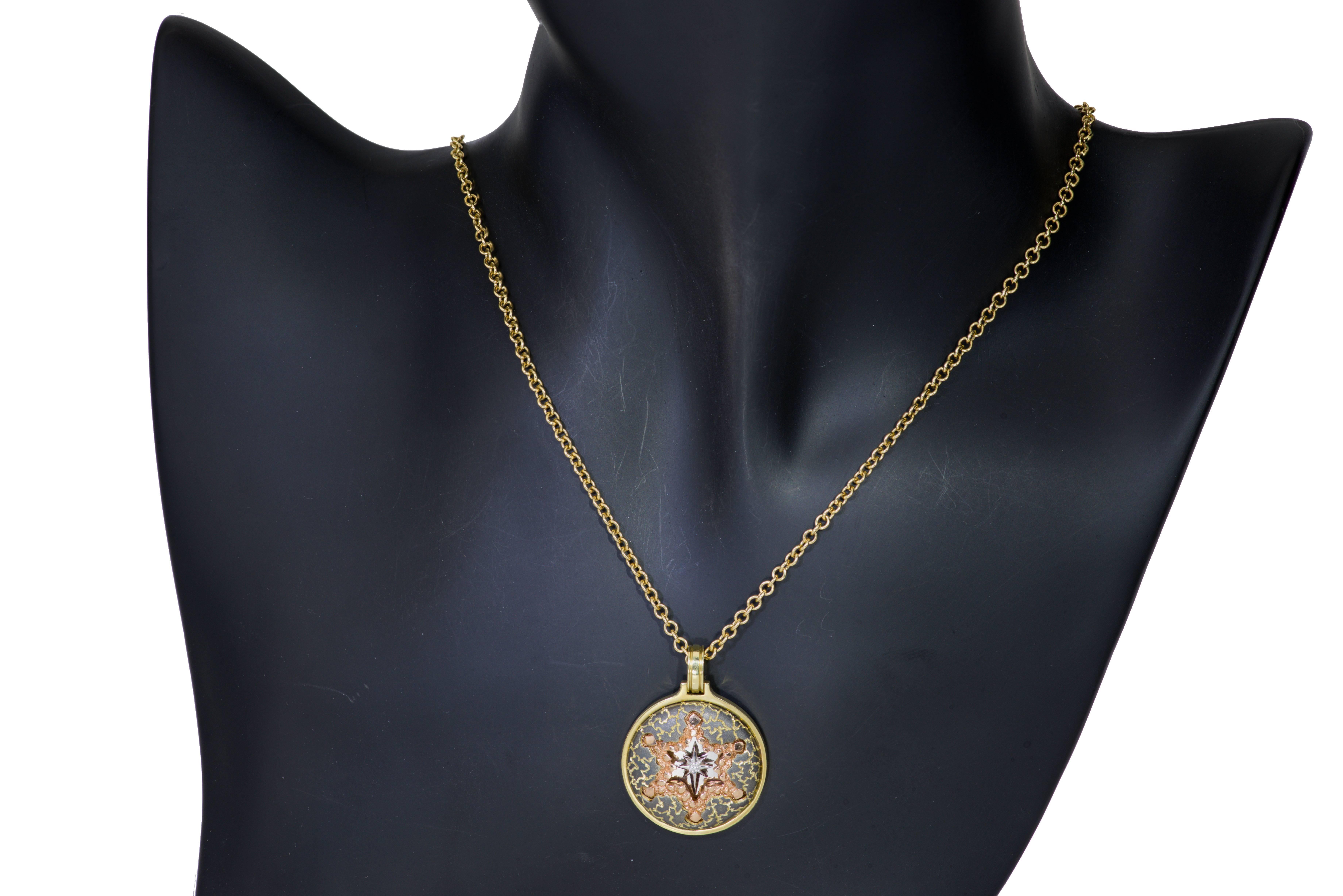 Women's or Men's Alex Soldier Diamond Gold Star Pendant Necklace On Chain Handmade in NYC Ltd Ed