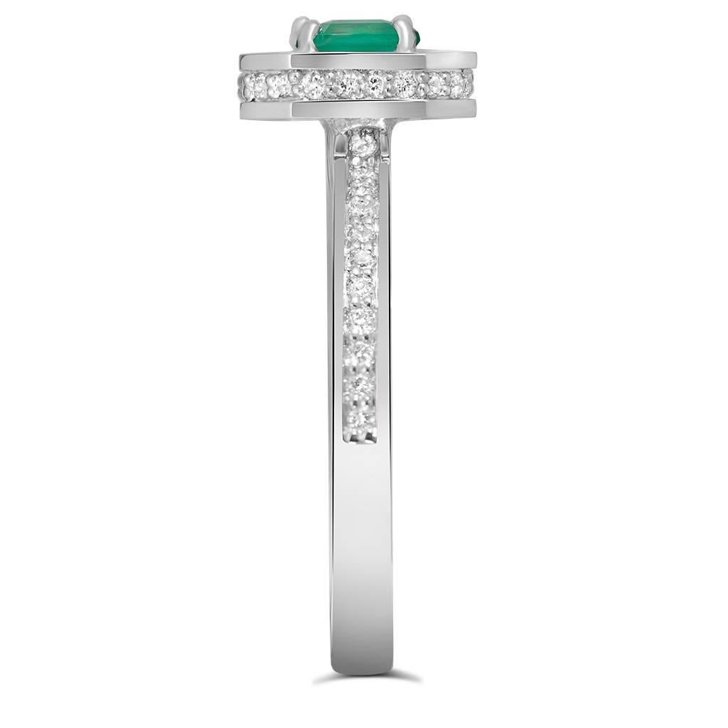Women's Alex Soldier Emerald Diamond White Gold Ring One of a kind Handmade in NYC.