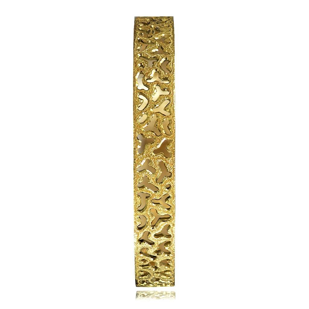 Alex Soldier Yellow Gold Bangle Bracelet Textured Open Work Ltd Ed Handmade  In New Condition In New York, NY