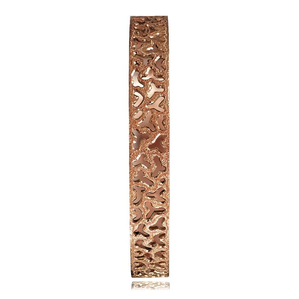 Women's Sterling Silver Rose Gold Textured Bangle Bracelet Handmade in NYC Ltd Ed