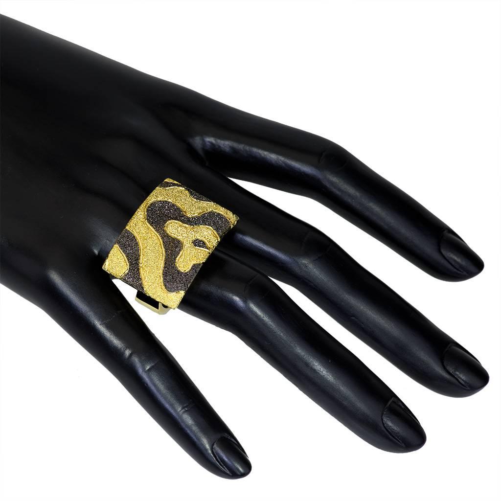 Women's Alex Soldier Gold Platinum Textured Cora Ring Ltd Ed Handmade in NYC 