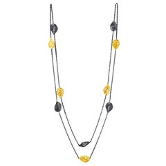 Alex Soldier Sterling Silver Gold Platinum Textured Station Necklace Choker