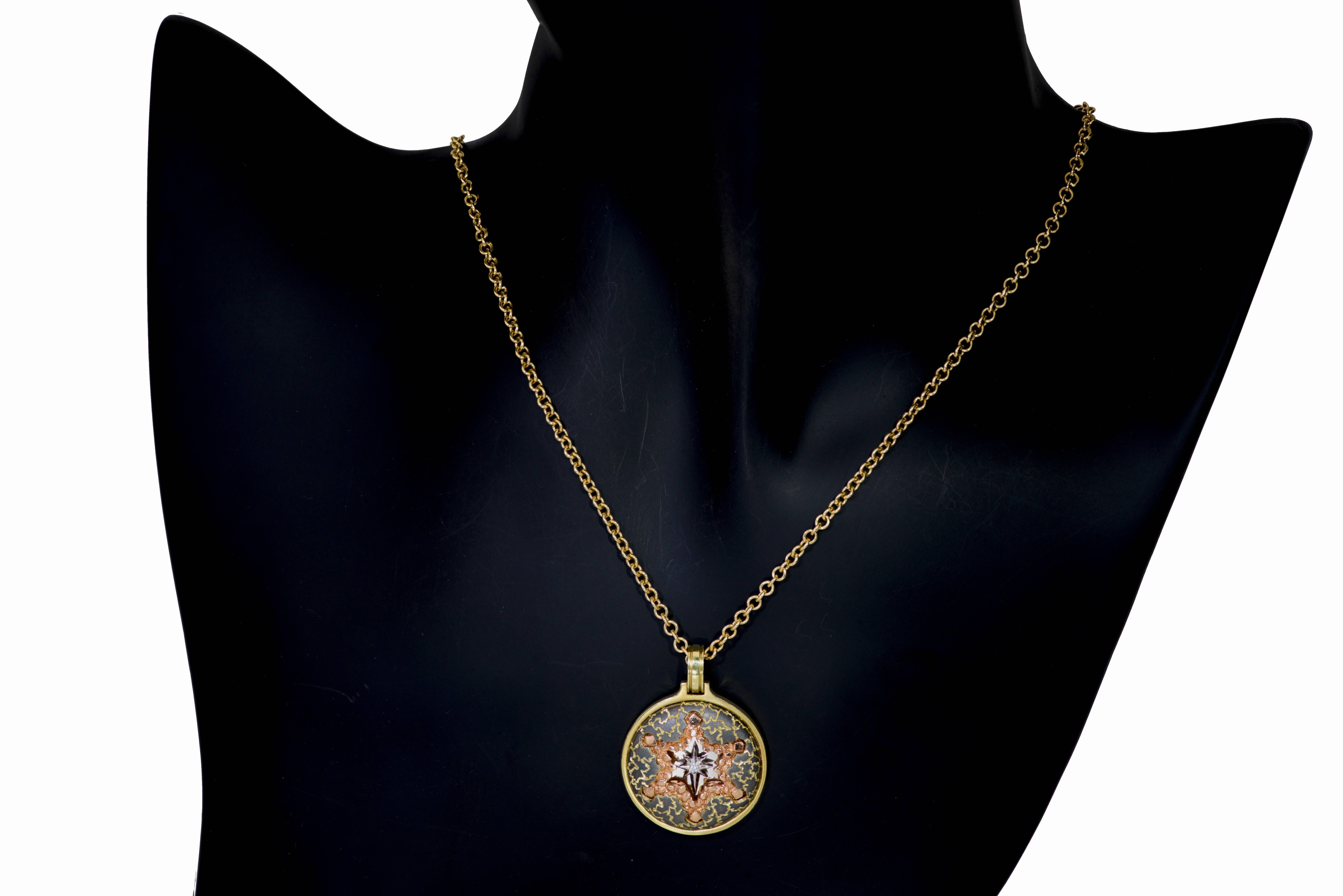 Alex Soldier Diamond Gold Star Pendant Necklace on Gold Chain One of a kind In New Condition In New York, NY