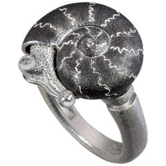 Diamond Sterling Silver Little Snail Ring