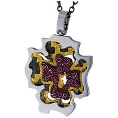 Ruby Sterling Silver Gold Platinum Textured Cross Pendant Necklace on Chain