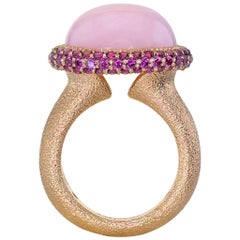 Opal Garnet Rose Gold Textured Cocktail Ring One of a Kind