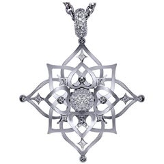 Diamond Topaz Magic Star White Gold Pendant Choker Necklace One of a Kind