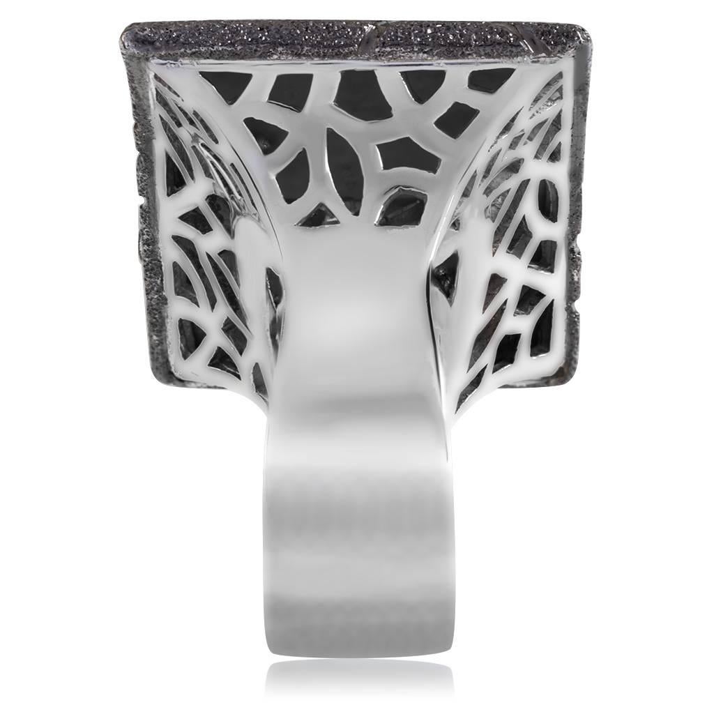 Sterling Silver Platinum Textured Pattern Ring One of a Kind 1