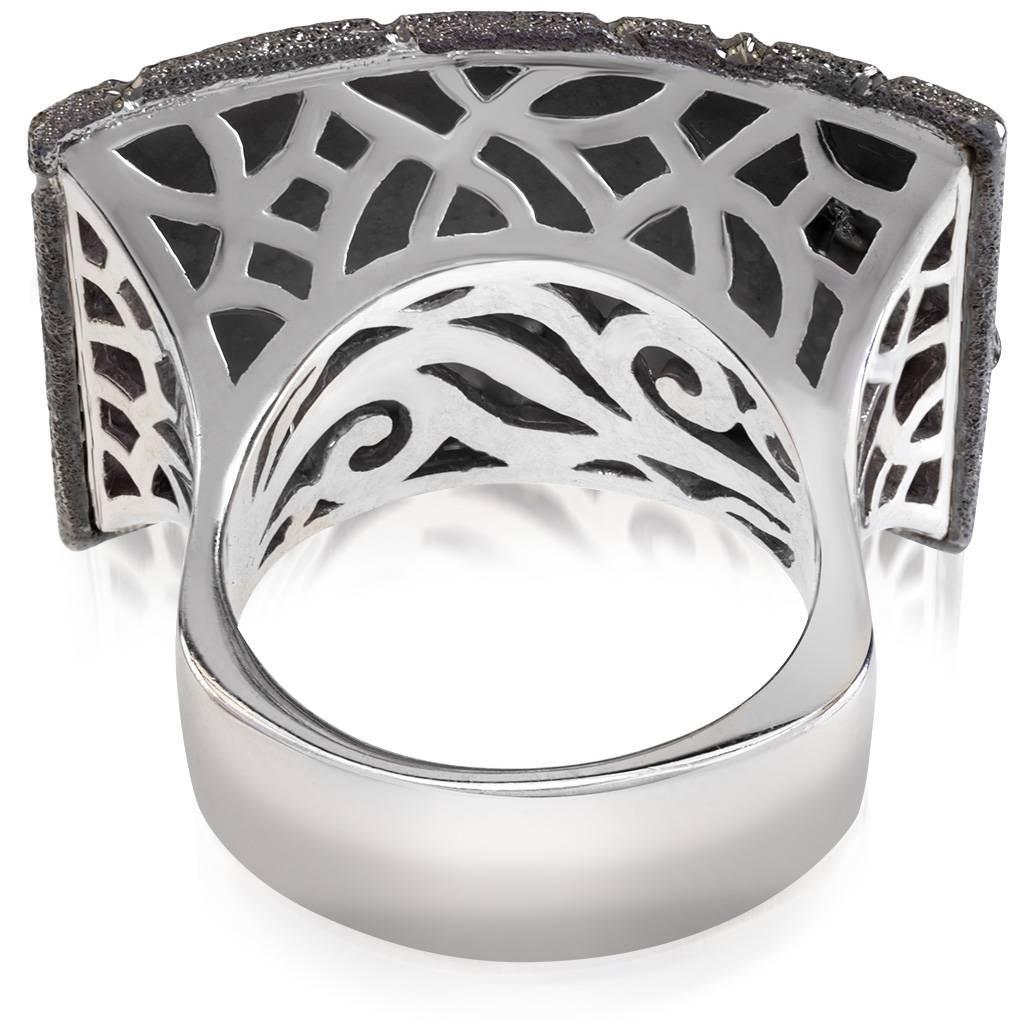 Sterling Silver Platinum Textured Pattern Ring One of a Kind 2