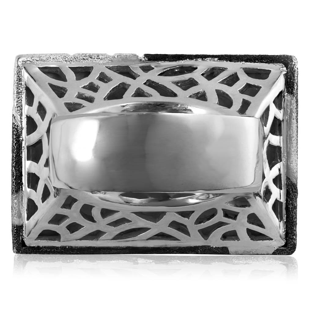 Sterling Silver Platinum Textured Pattern Ring One of a Kind 3