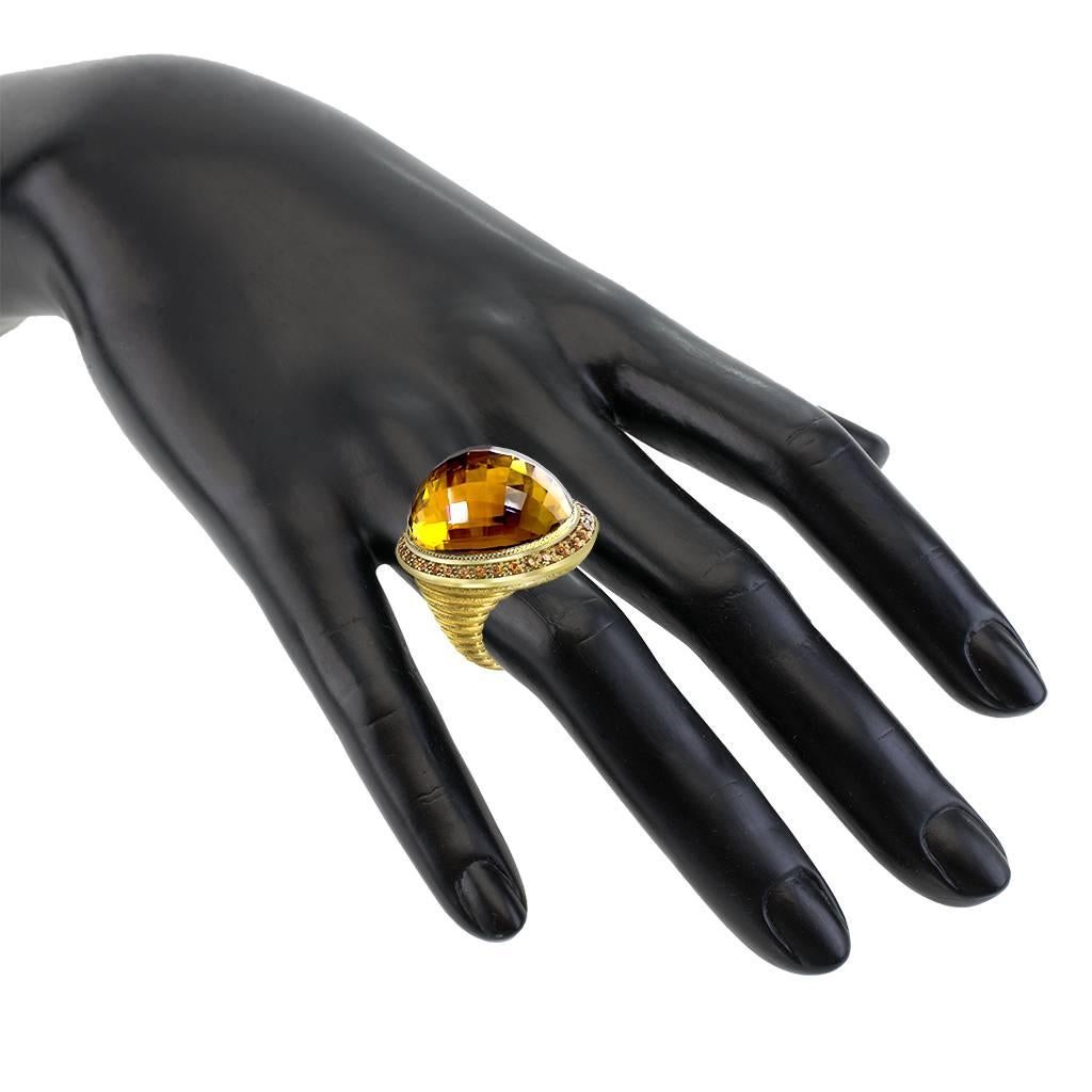 Alex Soldier 40.5 Carat Citrine Spessartite Garnet Gold Ring One of a Kind In New Condition In New York, NY