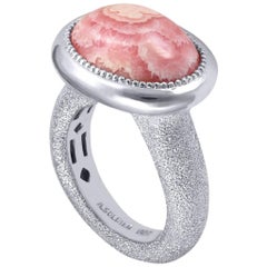 Rhodochrosite Gold Textured Cocktail Ring One of a Kind