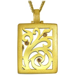 Alex Soldier Diamond Gold Contrast Texture Pendant One of a Kind