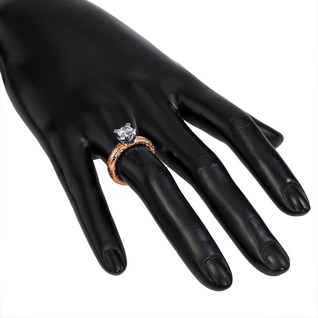 Round Cut Alex Soldier Princess Diamond Gold Engagement Ring For Sale