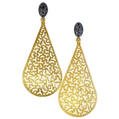 Alex Soldier Sterling Silver Gold Platinum Topaz Textured Festive Drop Earrings