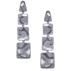 Alex Soldier Diamond Drop Textured White Gold Earrings One of a Kind