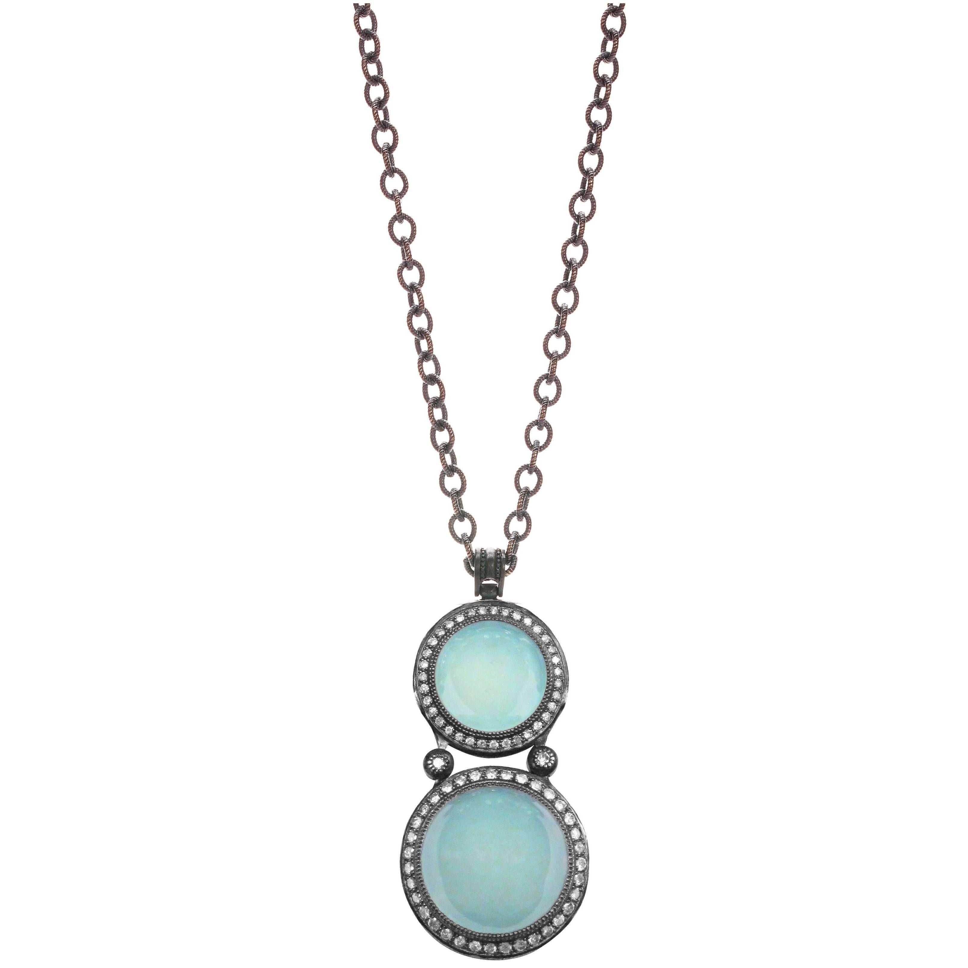 Alex Soldier Chalcedony Topaz Oxidized Sterling Silver Pendant Necklace