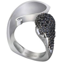 Alex Soldier Diamond White Gold Textured Crossover Ring One of a Kind