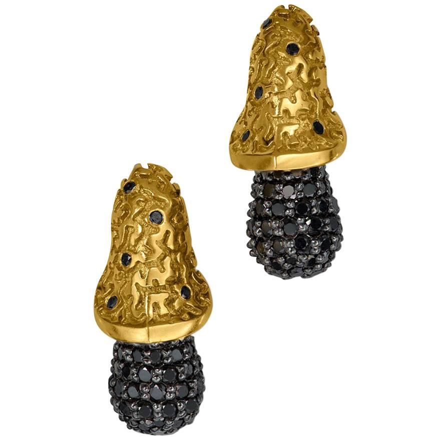 Alex Soldier Diamond Gold Acorn Stud Earrings For Sale