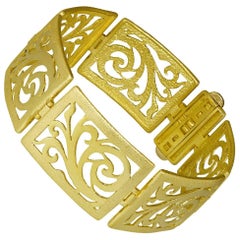 Alex Soldier Gold Ornament Contrast Texture Link Bracelet One of a Kind