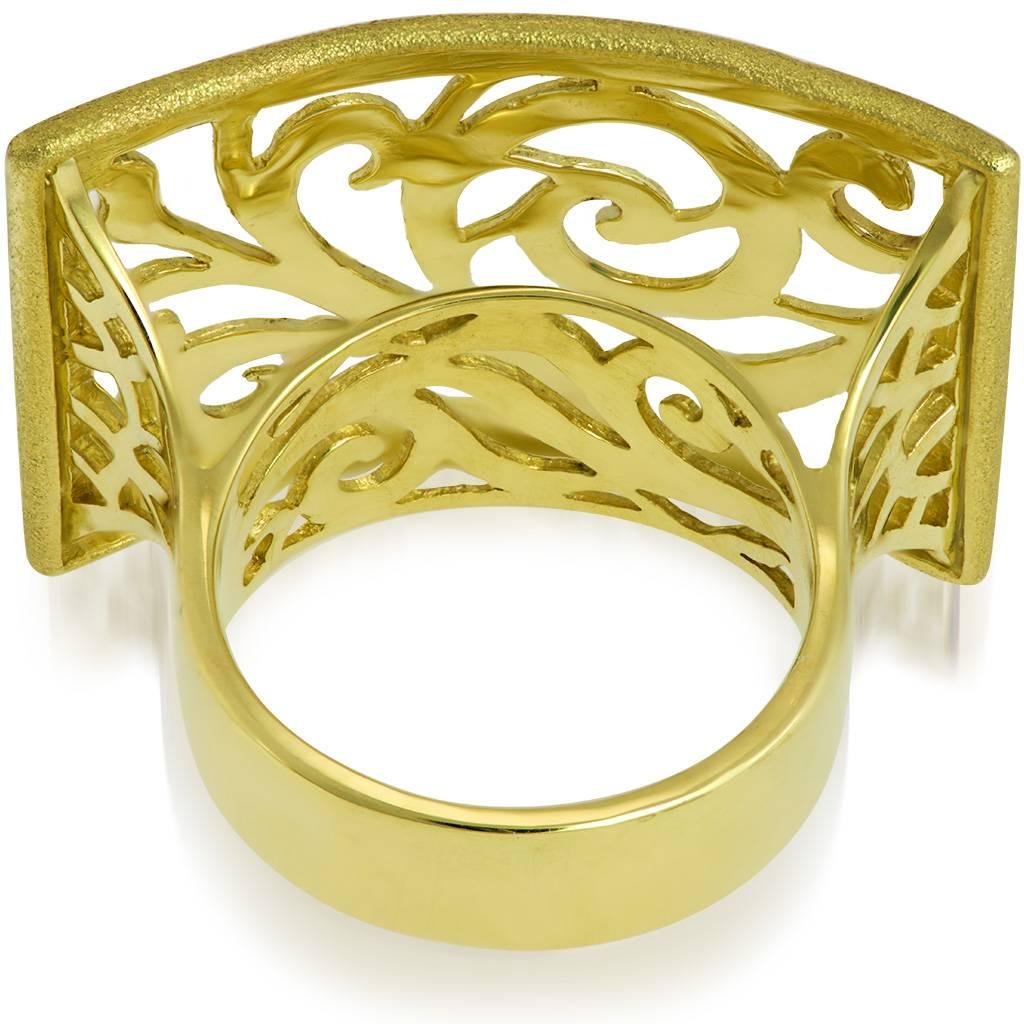 Women's or Men's Alex Soldier 18 Karat Gold Ornament Contrast Texture Ring