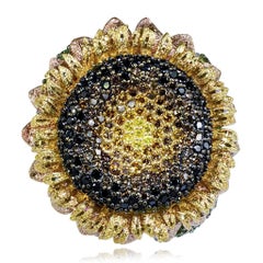Alex Soldier Diamond Tsavorite Garnet Gold Sunflower Ring
